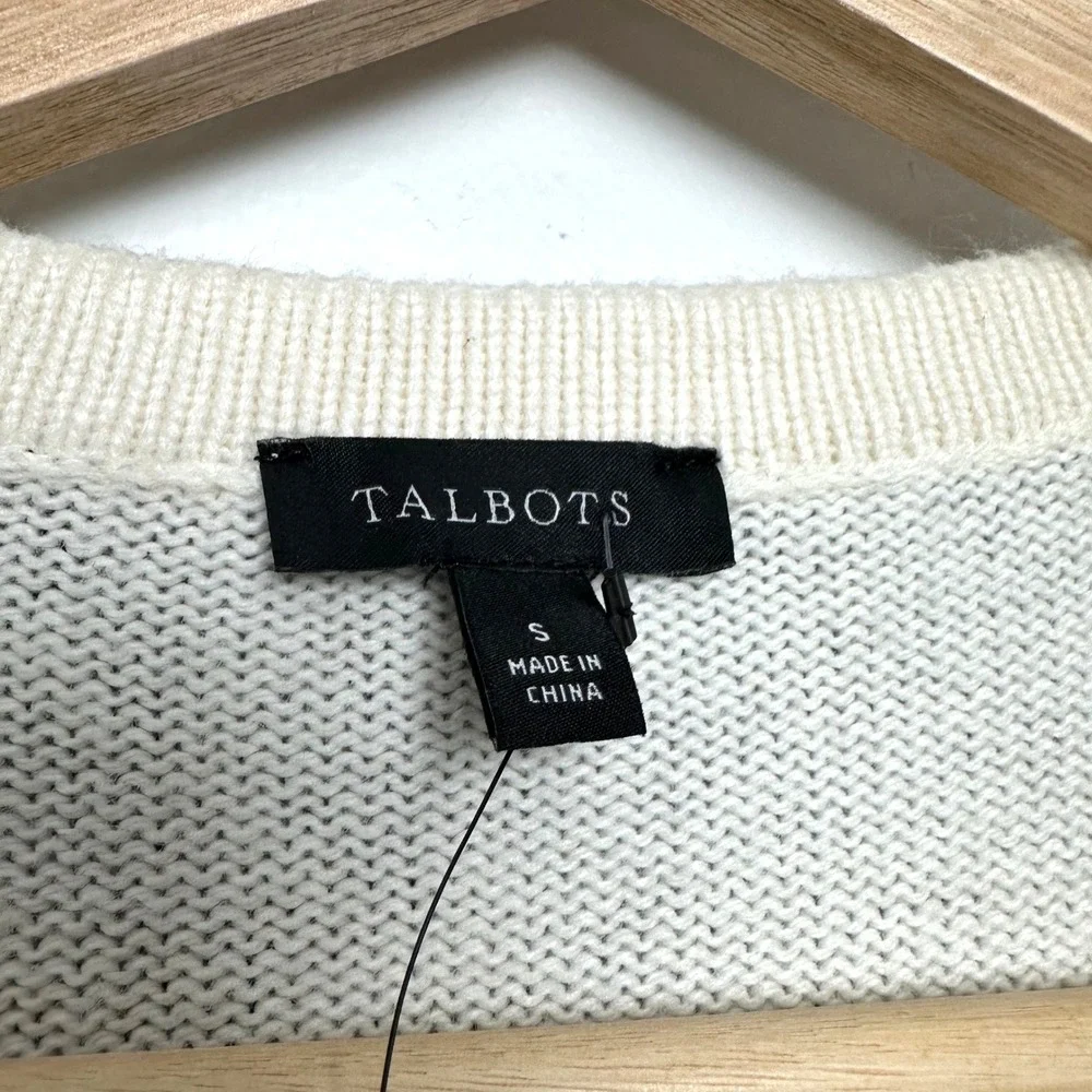NWT Talbots Floral Lace Cardigan Ivory Black S - Picture 9 of 11